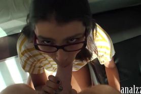 GF with glasses bumhole banged on camera