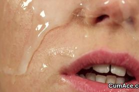 Naughty model gets jizz shot on her face swallowing all the ejaculate