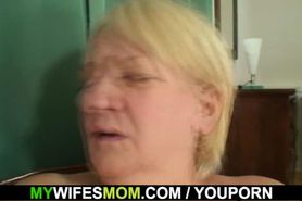 Horny blonde motherinlaw takes it from behind