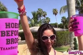 Lovely horny Bitches Celebrate Freedom Sex by the pool