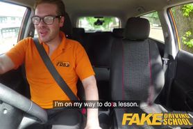 Fake Driving School Ex learner Satine Sparks arse spanked red raw