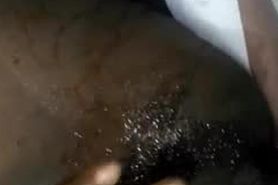 Hairy black pussy flushing out nicely
