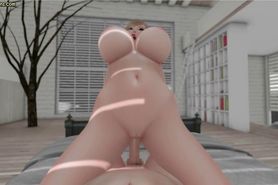 Blonde animated with huge boobs