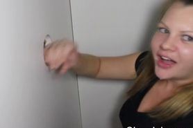 Dirty Blonde Amateur On Her Knees Sucking Dick At Glory Hole