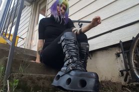 Cyberpunk Goth Girl Boot Worship and Spitty Soles