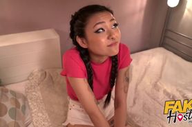 Fake Hostel young asian au pair Rae Lil Black fucked by mother and husband