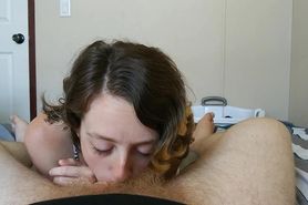 Wife gets Facial CumShot after Slow Passionate POV Blowjob.