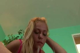 Naughty blonde bitch gets her throat fucked