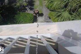 Pissing on his girlfriend 3 stories down