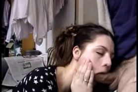 Brunette girl friend sucking the huge cock of her boy friend - video 6