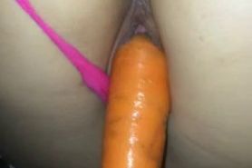 asian housewife penetrated used dildo carrot tight wet pussy