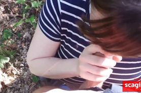 Cheating wife sucks my cock in the woods - video 1