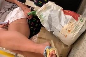 Hot blonde with sexy legs and feet on tube