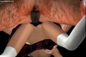 Teen animated girl takes old cock