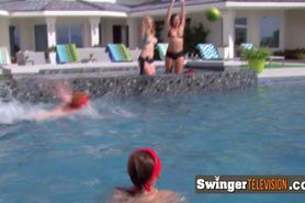fight in the pool turns out to be the perfect foreplay for these couples begging for an orgy