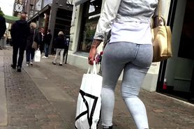 Candid hot fit blonde perfect booty in tight jeans