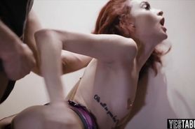 Hot redhead Lola Fae gets rough fucked by a lucky dude