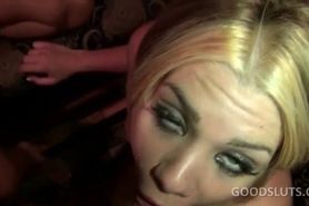 Slutty babe fucked in all her sex holes at hardcore orgy party