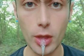 Two times cum spitting by random guys - huge thick loads leaking