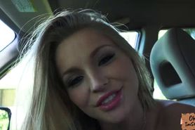 Stranded Staci blows cock of a stranger in his car