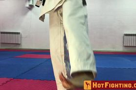karate training. ola kicking.