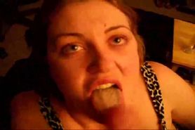 Cum-eater canÂ´t wait for having its favorite meal in mouth