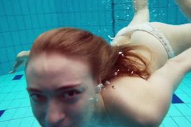 Swimming pool beauty mermaid Diana Zelenkina