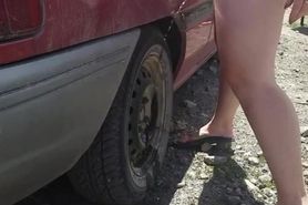 Pissing on his tire with my GoGirl