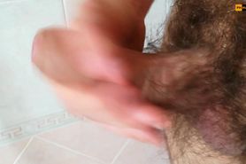Hairy young cock with tight uncut foreskin jerked off and cum