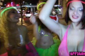 Bisex teens hyped their party with strapon and a cock