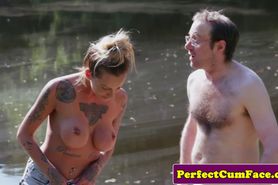 CUMPERFECTION - Outdoor cock sucker facialized with big load