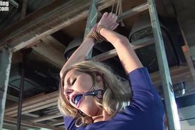 Bondaries - Irena tied to ladder ballgagged titgrabbed
