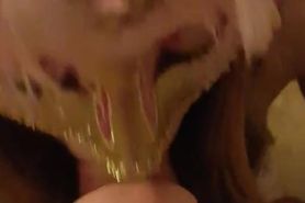 Big tits mother gets cum in mouth from sissy dick - Amateur POV