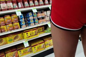 PUBLIC BOOTY My big booty bending over at the grocery store with a see through view of my thong