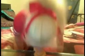 Teen Cheerleader Deepthroating ang Gagging on a Dildo #1
