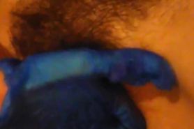Blue Latex Glove Wet Hairy Pussy Gspot Finger Gush Pink Custom
