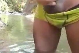 Desi muscular boy jerking in river / Indian hot cum 002