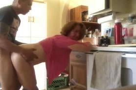 Son used Hard his Shameless Mature Stepmother in Kitchen