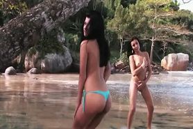 Fucking 2 girls on beach