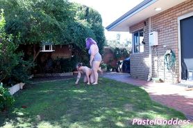 Pony Slave Worked Rough By Bbw Goddess And Trampled Outside - Pastel Goddess