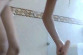 Beautyful teen girl masturbation in the bathroom