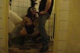 She Gives a Blowjob in a Public Toilet