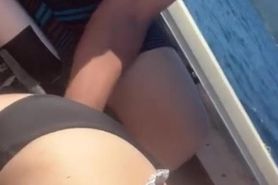 Fingering my pussy on the boat ..... naughty captain