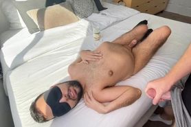 Disabled Guy Blindfolded & Stroked & Choked by Male Caregiver (full video on OnlyFans)