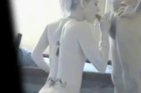 Cute blonde sucking cock on hidden cam