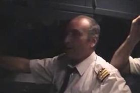 French slut shows her assets to the plane captain