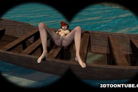 Foxy 3D lesbian babe gets licked while on a boat