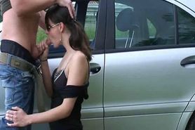 Girl Gives Blowjob by Highway
