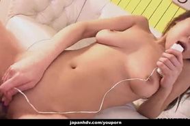 Asian slut toys then gets fucked real rough
