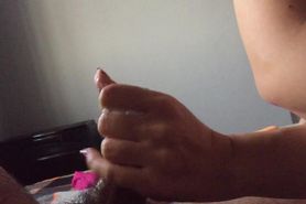 Horny Wife Gives a Great Handjob with Her Nice Polished Nail